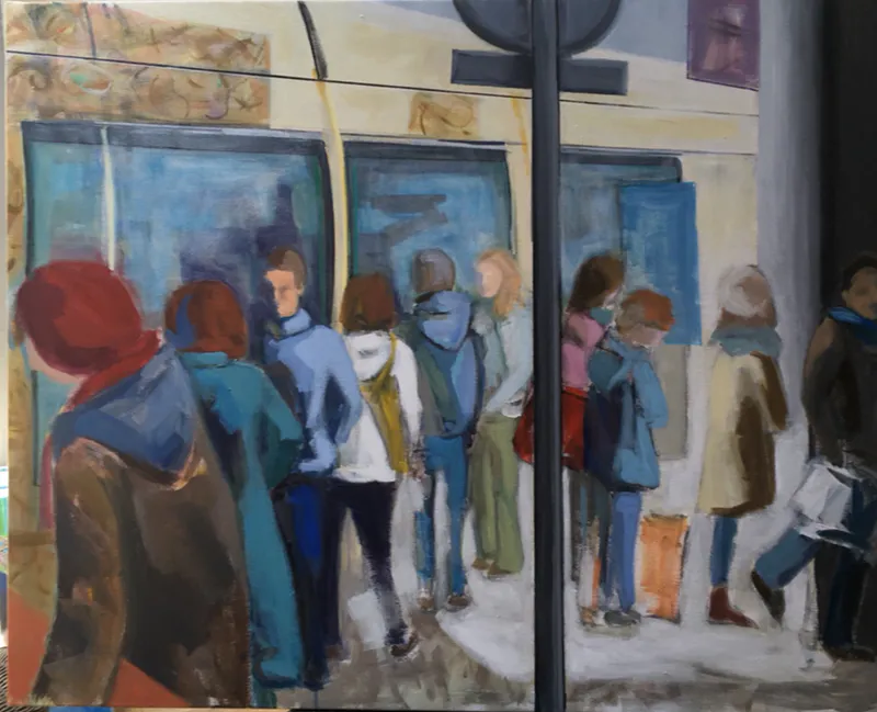 Le Tram n°10 station — peinture, Valérie Billet