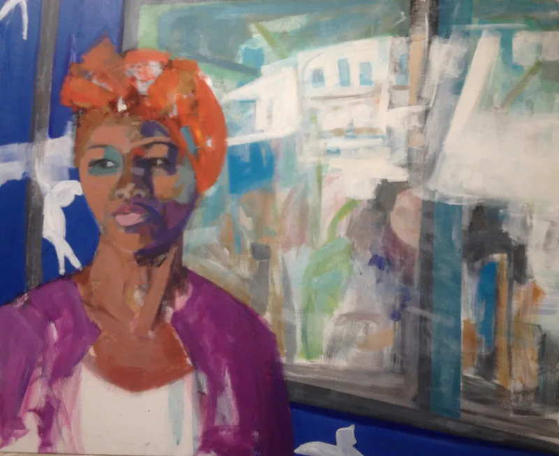 Le Tram n°2 Extérieur — peinture, Valérie Billet