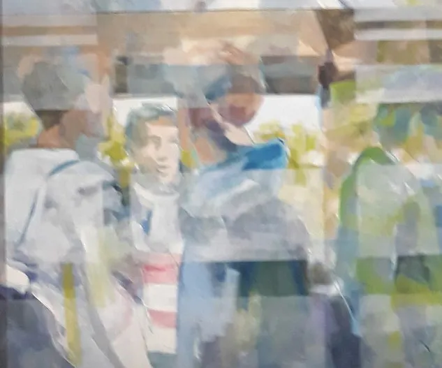Le Tram n°8 station — painting, Valérie Billet
