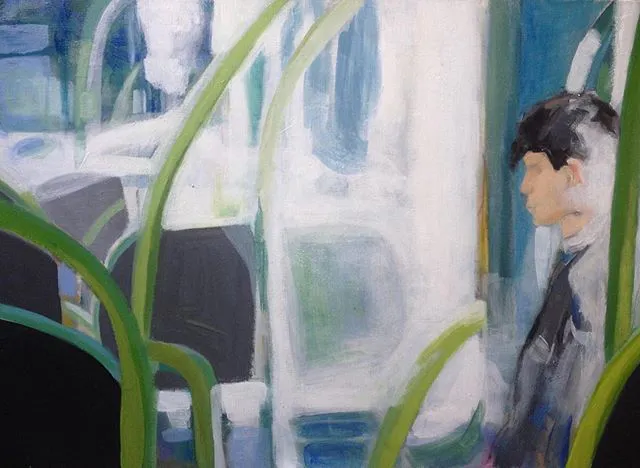 Le Tram n°20 intérieur — peinture, Valérie Billet