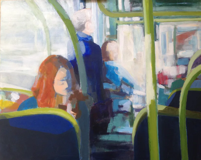 Le Tram n°3 Intérieur — painting, Valérie Billet