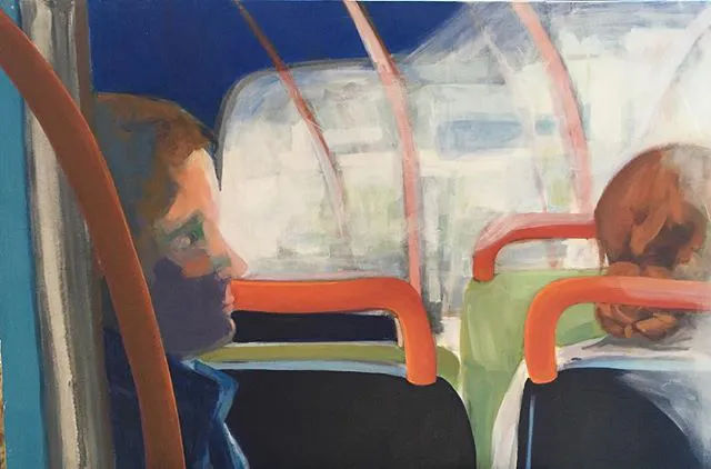 Le Tram n°22 intérieur — peinture, Valérie Billet