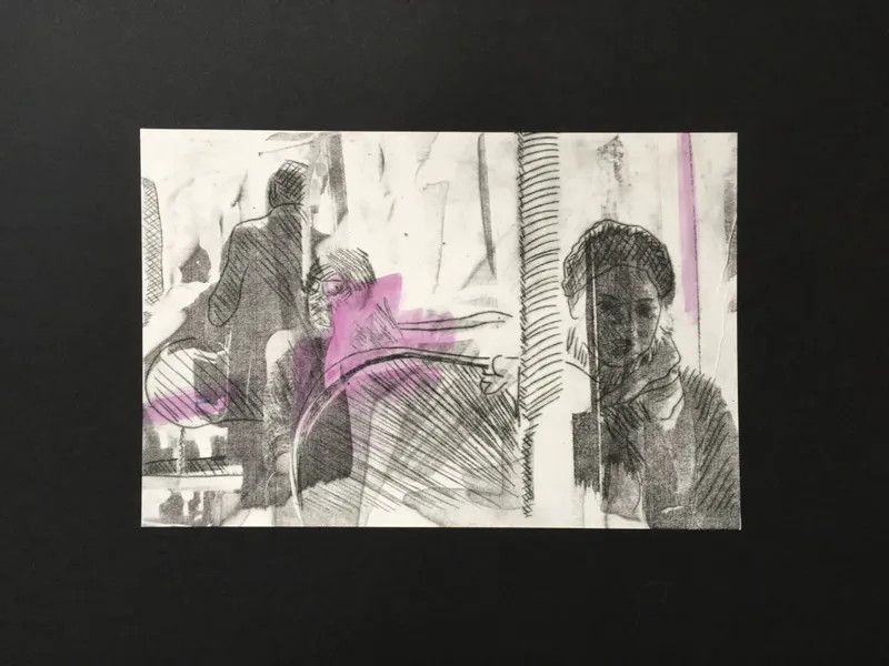 Le Tram — gravures — dessin de Valérie Billet