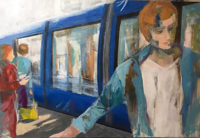 Le Tram n°1 — painting, Valérie Billet