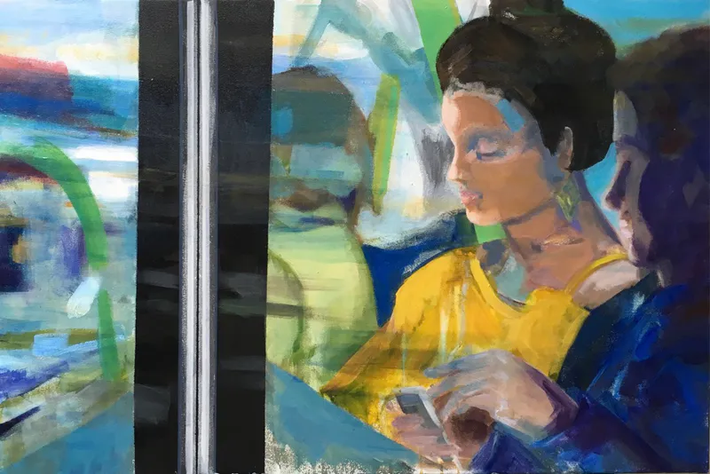 Le Tram n°15 Passage — peinture, Valérie Billet