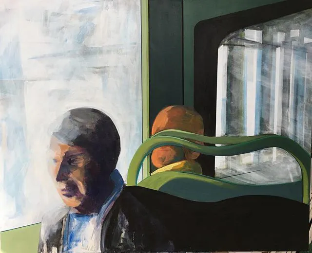 Le Tram n°7 intérieur — painting, Valérie Billet
