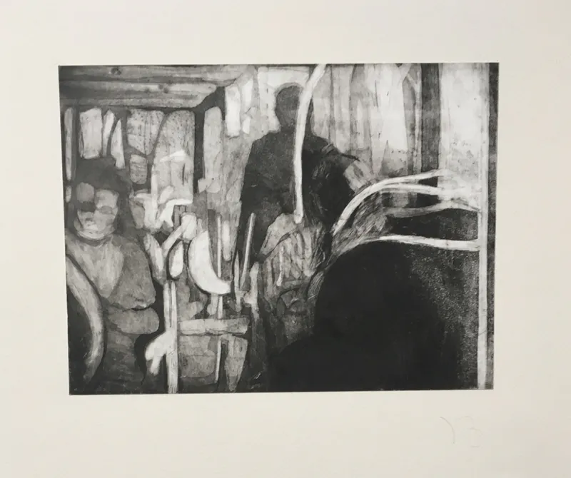 Le Tram — gravures — dessin de Valérie Billet