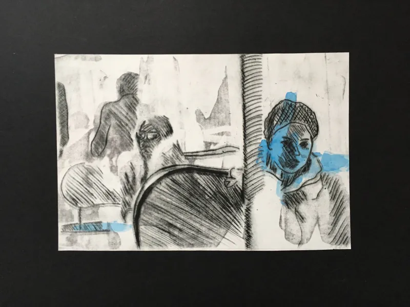 Le Tram — gravures — dessin de Valérie Billet